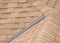 Side view of open valley roofing